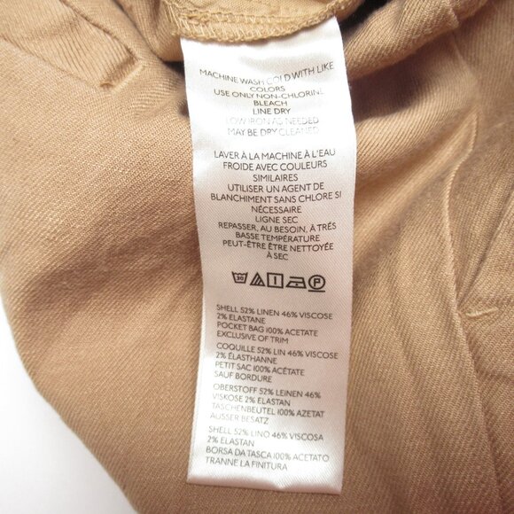 Anthropologie Maeve Avery Pleated Wide-Leg Trousers Linen Edition Khaki Large - Picture 11 of 11